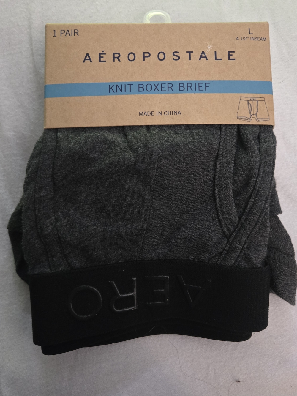 Aeropostale Knit Boxer Brief Men's Gray & Black Size Large NWT